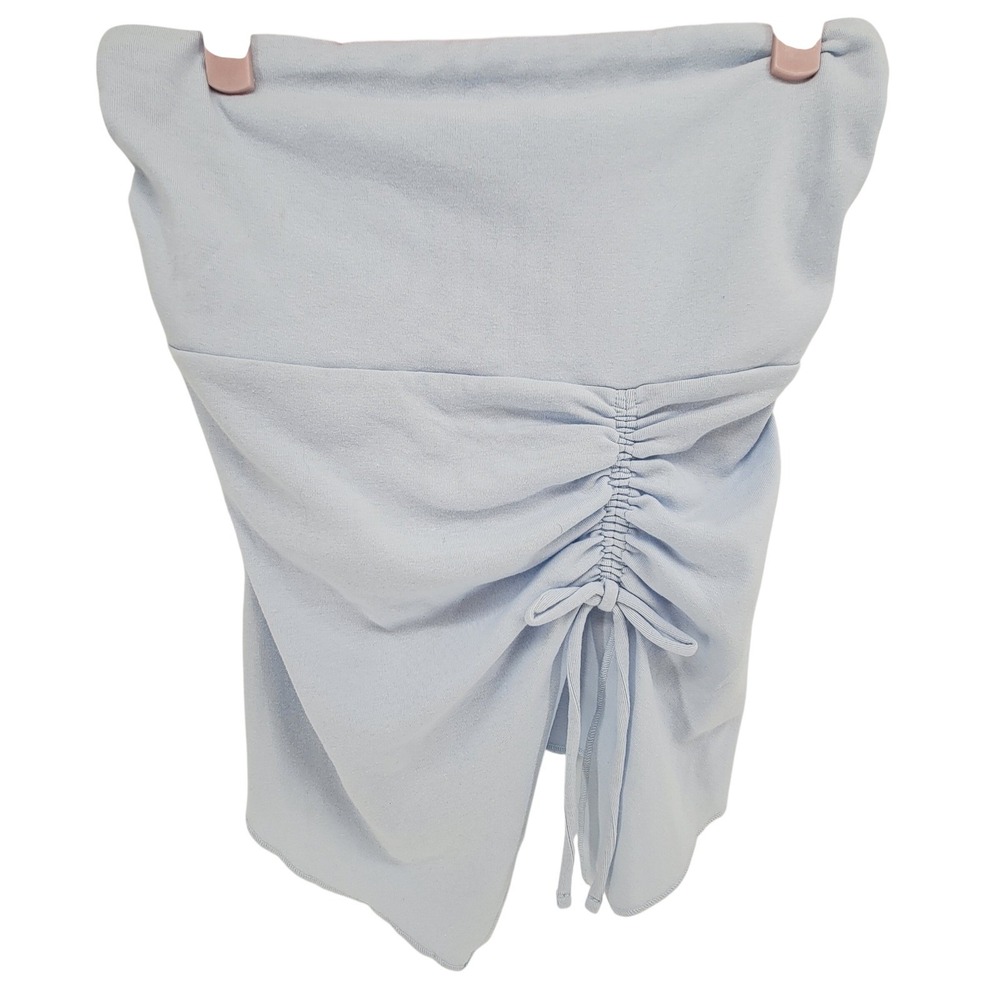 Wild Fable Light Blue Ruched Drawstring Tube Top Asymmetrical Hem Womens Medium